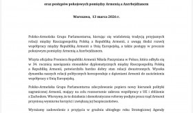 Position of the Polish-Armenian Friendship Group of the Sejm and Senate of the Republic of Poland on the development of Armenia-EU cooperation and the progress of peace between Armenia and Azerbaijan